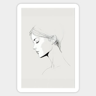 Minimal Female Lineart Simple Aesthetic Pencil Drawing Sticker